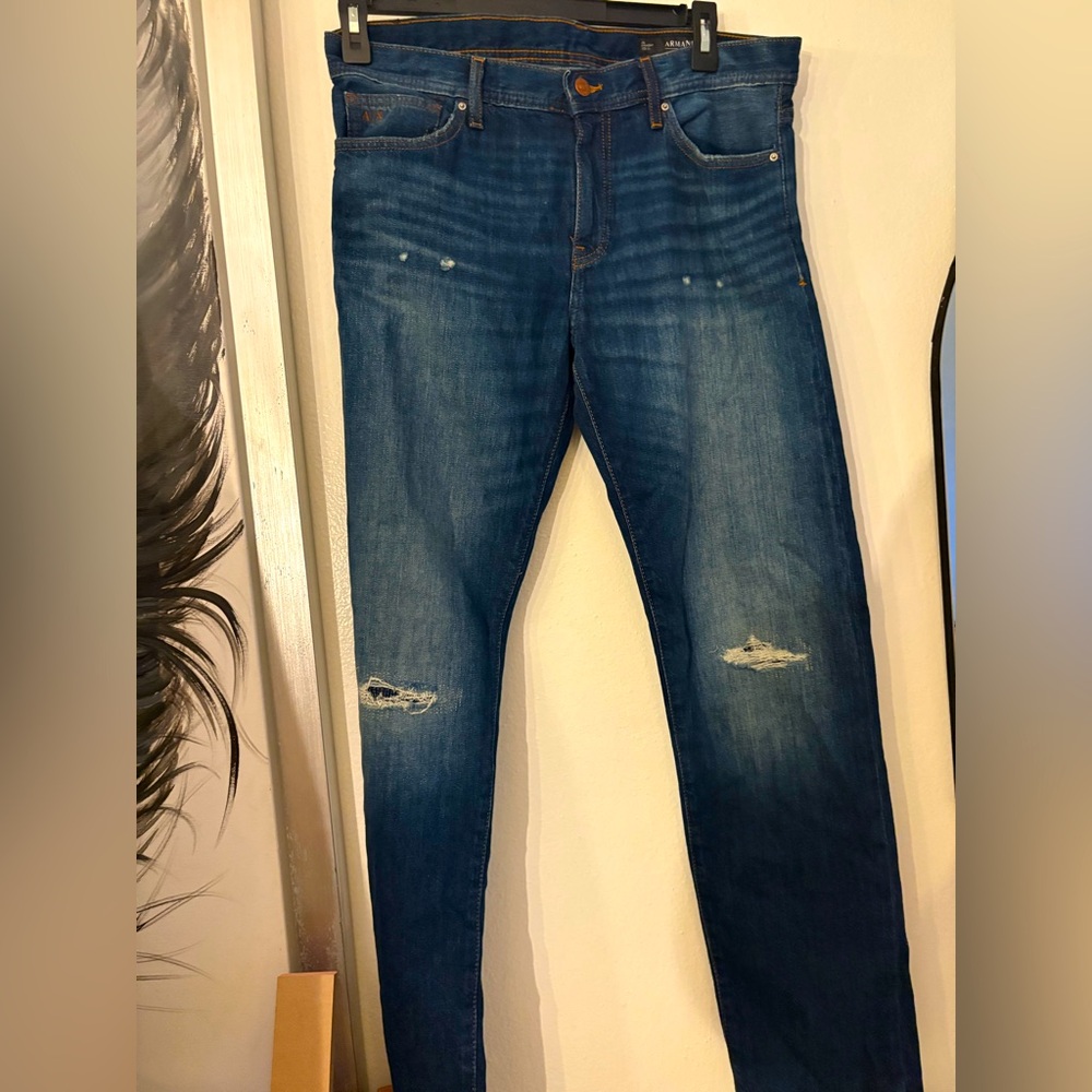 A/X Armani Exchange Men's Straight Jeans - Dark Blue Low Rise J16